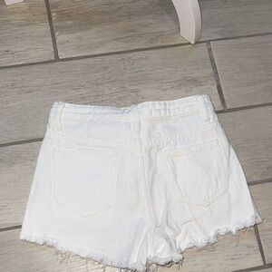 SHEIN White Frayed Hem Jean Shorts